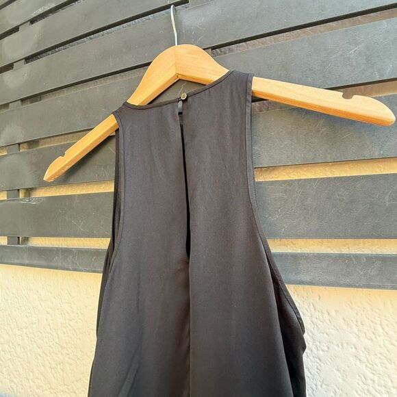 Halston Heritage Georgette Racerback Satin Maxi Dress | Black & White | Size 6 - Picture 7 of 8